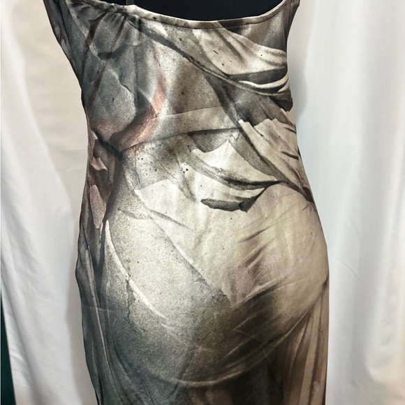 Dolls Kill Widow Wet Look Statue Dress - Bias Cut With Cowl - Picture 4 of 8